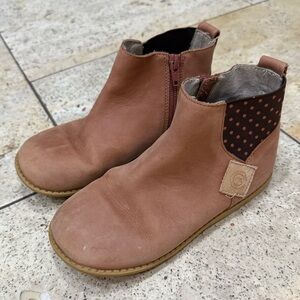 Livie & Luca Tan Brown Suede Leather Zip Ankle Boots - Kids Girls Size 2